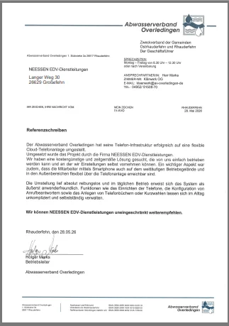 Referenzschreiben Gemeinde Dornum